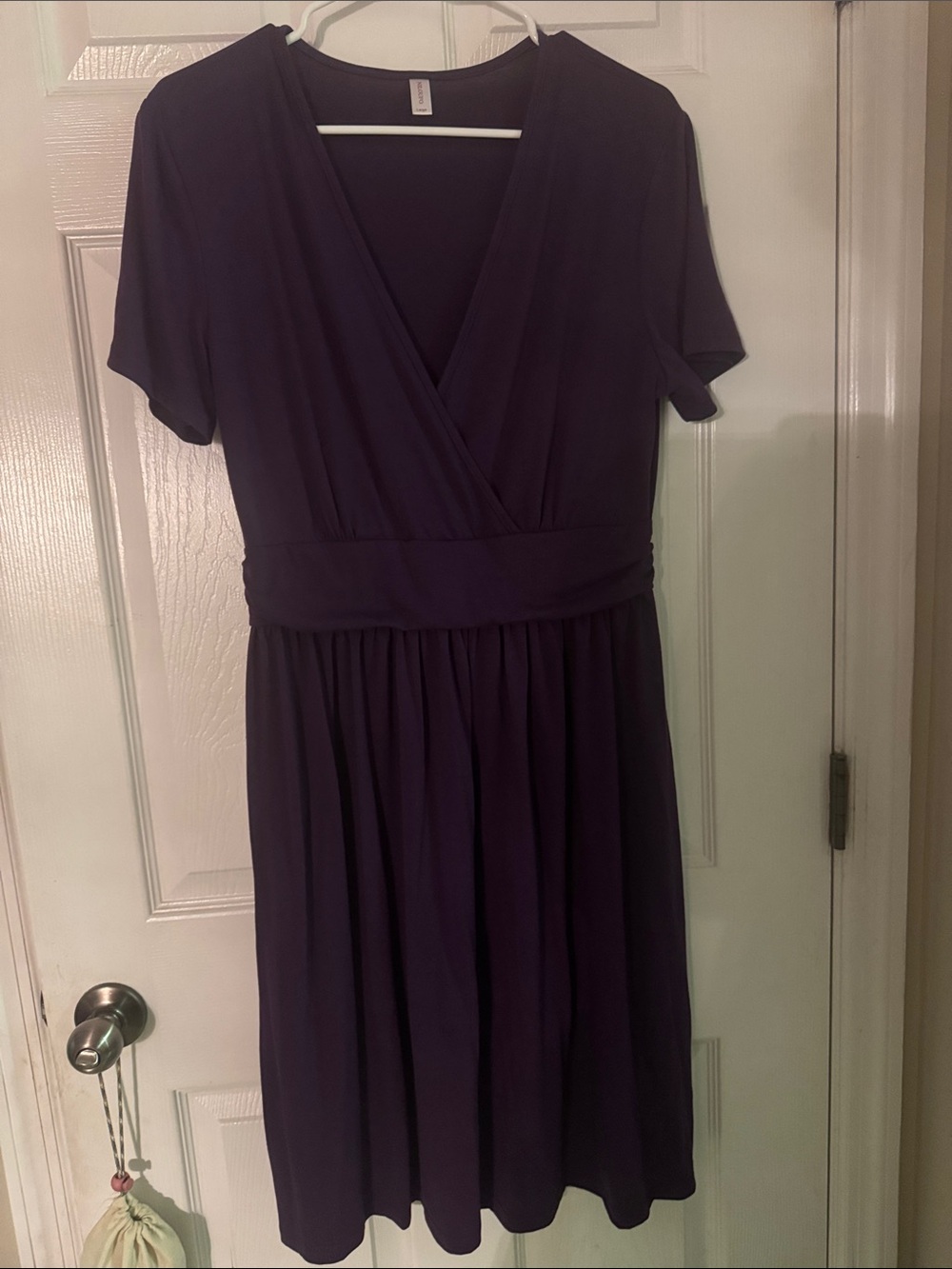 Versatile Deep Purple Wrap-Front Women's Dress